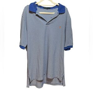 Ralph Lauren Men’s Blue White Striped Polo Shirt Classic Fit Size‎ XL Tall